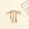 Elegante peine de metal dorado con perlas blancas e incrustaciones de strass brillante - Estilo Perla Strass Dorado (1#)