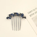 Elegante peine para el cabello de mariposa con gemas azul marino y púas de plata - Estilo Mariposa Azul Oscuro Base Plateada (2#)