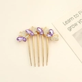 Golden butterfly hair comb with purple gemstones and micro diamonds for elegant styling - Purple Butterfly Gold Base Style (5#)