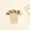 Elegant gold butterfly hair comb featuring grey crystals and sparkling rhinestones - Dark Gray Butterfly Gold Base Style (6#)