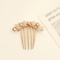 Golden butterfly hair comb with pink crystals and pearls for elegant hairstyles - Pink Butterfly Gold Base Style (7#)
