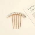 Elegant gold hair comb with two rows of white pearls and sparkling rhinestones - Double Layer Pearl Rhinestone Gold Base Style (9#)