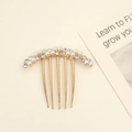 Elegant gold metal hair comb with white pearls and sparkling rhinestones 5-tooth design - Array Pearl Rhinestone Gold Base Style (11#)