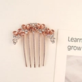 Rose gold hair comb with amber rhinestones and 5-tooth metal grip for elegant styling - Amber Rhinestone Flower Rose Gold Style (13#)