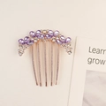 Elegant gold five-tooth hair comb with purple teardrop crystals and small clear rhinestones - Purple Teardrop Crystal Gold Base Style (14#)