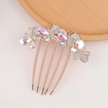 Rose gold butterfly hair comb with sparkling AB crystals and five anti-slip teeth - Five Butterflies AB Color Rhinestone Rose Gold Style (17#)