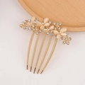 Golden butterfly hair comb with opal wings and white rhinestones for elegant styling - Beige Cat Eye Stone Butterfly Gold Base Style (23#)
