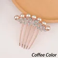 Elegant rose gold hair comb with coffee brown pearls and rhinestone butterfly design - Coffee Pearl Butterfly Style (25# Coffee Pearl)