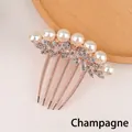 Champagne metal hair comb featuring butterfly design and elegant pearls - White Pearl Butterfly Style (26# White Pearl)