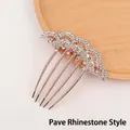 Elegant rose gold five-tooth hair comb with sparkling white rhinestones style - Rhinestone Wave Rose Gold Style (27#)