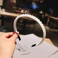 Handmade white crystal beaded headband featuring textured double-row pearl detailing - White Crystal