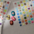 5D embossed cute puppy nail stickers with colorful 3D buttons and star patterns - Feb-579