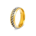 6mm stainless steel spinner ring with gold edges and silver chain link center - Size 6 / Gold Plated Silver Chain