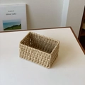 Rectangle handwoven desktop storage basket in natural khaki finish for home organizing - Storage Basket Small