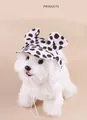 Pet baseball cap with black and white polka dots and adjustable ears for small dogs - S / Polka Dot With Ears