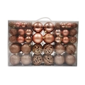 Rose gold Christmas ornament set with glitter, matte, and hollow balls in a gift box - 100pcs Pack / Rose Gold