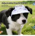 Blue and white plaid pet baseball cap with floral print and adjustable elastic strap - S / Blue Plaid (B04420)