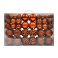 Copper Christmas ball set with glitter and matte finishes in a transparent gift box - 100pcs Pack / Antique Bronze