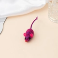 Handmade sisal rope mouse cat toy in vibrant magenta and purple stripes for pets - Rose Red Wound Rope Mouse