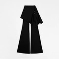 Schwarze Yoga-Schlaghose mit hoher Taille, asymmetrischem Wickelrock und Ösen - S / Schwarz
