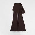 Damen Schlaghose mit hoher Taille und asymmetrischem Rock in dunklem Kaffeebraun - S / Ebenholzbraun