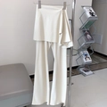 Pantalon de yoga évasé blanc crème à taille haute avec jupe intégrée pour fitness - Opale Blanche