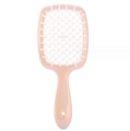 Pink and white gradient hollow hairbrush with ergonomic handle and detangling wide teeth - White-Light Pink Handle