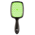 Black and neon green hollow honeycomb hair brush with ergonomic handle and vent design - Fruit Green + Black Stem