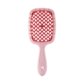 Pink vented detangling hair brush with honeycomb grid for fast drying and styling - Double Powder - Wheat Straw Stem