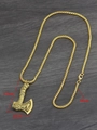 Viking bijl ketting in antiek goudkleurige afwerking met fijne Keltische gravures - Antiek Goud (Box Schakelketting)