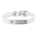 Customizable white leather pet collar with engraved metal nameplate and silver buckle - White / 1.3m# 1.3cm Wide * 35cm Long 26-32cm