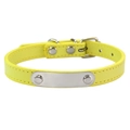 Adjustable bright yellow leather dog collar with customizable blank metal nameplate - Yellow / 1.3m# 1.3cm Wide * 35cm Long 26-32cm