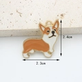 Handmade cartoon Corgi dog enamel charm for DIY jewelry accessory in brown and white - #1 Brown Dog [2.3cm X 2.4cm]
