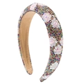 Cerchietto imbottito scintillante con strass colorati e gemme a forma di cuore e stella - Colorato