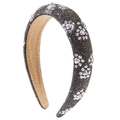 Cerchietto imbottito di lusso con strass neri e cristalli a forma di cuore rosa - Grigio