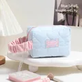 Piccola borsa cosmetica blu trapuntata a cuore con cinturino rosa e logo Sweet Dream - Piccolo / Blu
