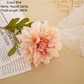 Pink silk Hazuki Dahlia artificial flower branch 38cm for aesthetic home decoration - Pink