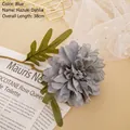 Blauwe kunstmatige dahlia 38cm vintage stijl voor huisdecoratie en bruiloften - Blauw