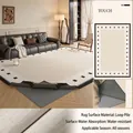 Tappeto lavabile in ciniglia color crema con bordi geometrici neri per il soggiorno - Pile Removibile E Lavabile - Black Square Park / 140×200cm (superficie Del Tappeto + Fondo Standard Da 4 Mm)