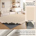 Washable cream polka dot chenille rug with dual-layer detachable waterproof design - Removable And Washable Faux Cashmere - Butter Square