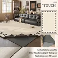 Washable black coffee plaid chenille rug with loop velvet texture and waterproof layer - Loop Pile Style / 140×200CM (Rug Surface + 4mm Standard Base) / Black Coffee Style