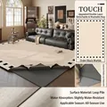 Washable chenille area rug in beige with non-slip gray base and black edge patterns - Loop Pile Style / 140×200CM (Rug Surface + 4mm Standard Base) / Order Black Stone