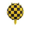 18-inch black and yellow checkered round aluminum foil balloon for racing party decor - Yellow and Black Checkerboard Round Balloon