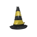 Wizard hat shaped aluminum foil balloon with black and yellow stripes for party decor - Yellow and Black Striped Barricade Shape