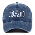 Vintage navy washed cotton baseball cap featuring 3D white DAD embroidery in a retro style - Adjustable / Navy Blue DAD (Cut-out Style)