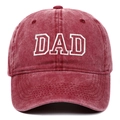 Vintage burgundy washed cotton baseball cap with white DAD embroidery and curved brim - Adjustable / Wine Red DAD (Cut-out Style)