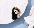 Luffy and Brook enamel pin from One Piece in a stylish ceramic dish display - Xz7110