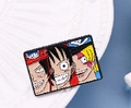 Rectangular enamel pin featuring One Piece characters Luffy, Ace, and Sabo on a blue backdrop - Xz7112