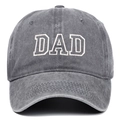 Washed cotton baseball cap in charcoal gray featuring white DAD embroidery design - Adjustable / Grey DAD (Cut-out Style)