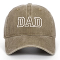 Vintage washed cotton baseball cap in khaki with white DAD embroidery design - Adjustable / Khaki DAD (Cut-out Style)